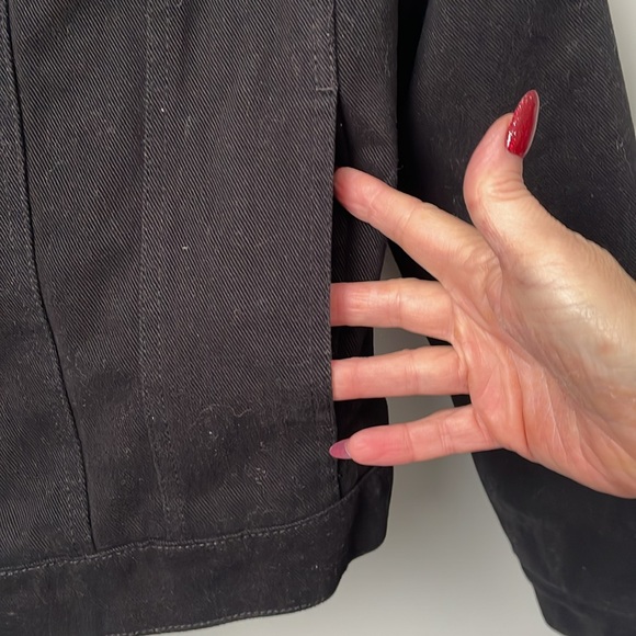 Twik Black Denim Jacket with Fuzzy Collar - Picture 6 of 10